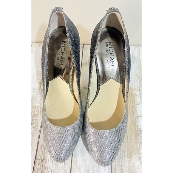 Michael Michael Kors Georgia Ombre Silver Glitter Stiletto Pumps Size 7M - Picture 3 of 9